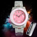 Fake Replica Vintage ROLEX Submariner Pink Face 904L Steel 3135 Movement 40*10MM Man and Lady Pink Watch